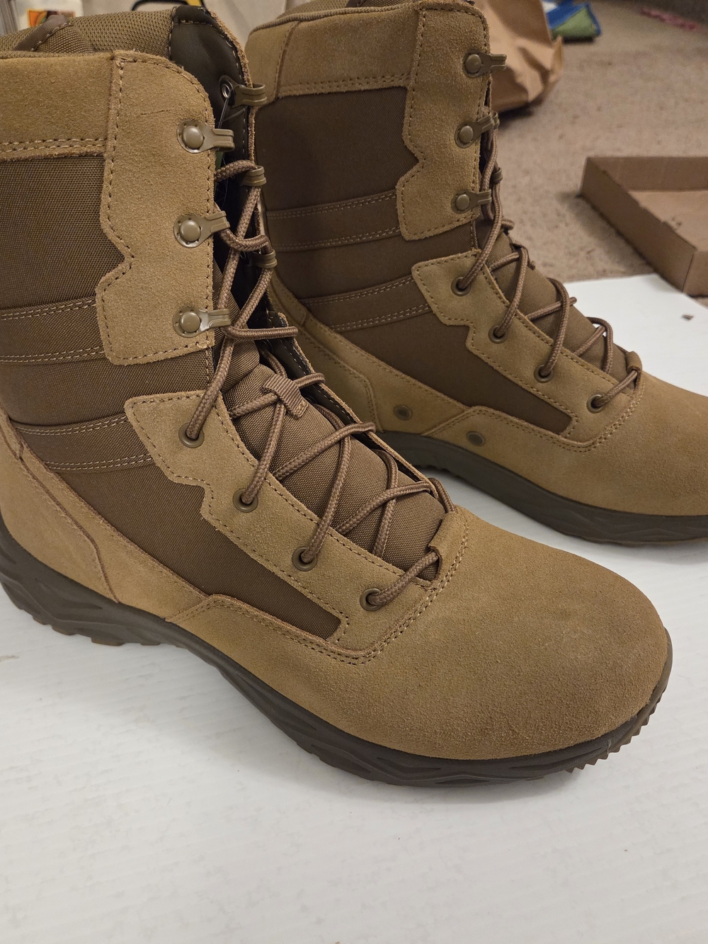 Men's Tactical Work Boots - Tan Suede & Fabric